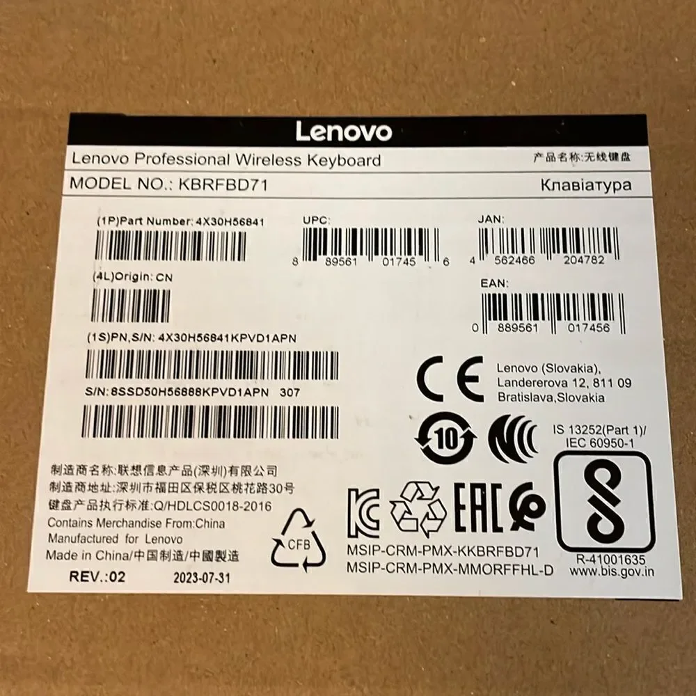 NIB Lenovo Slim Wireless Keyboard kbrfbd71